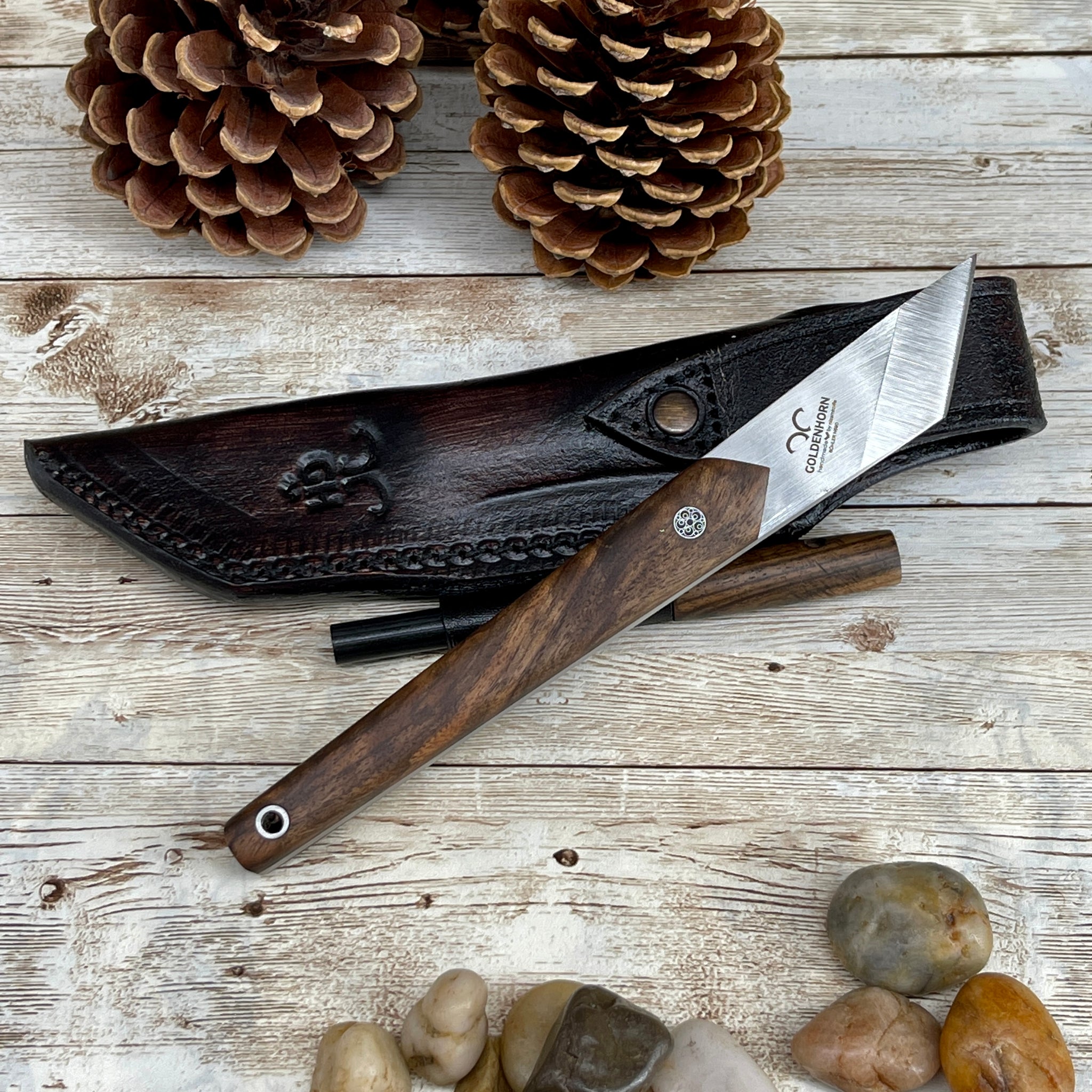 Camping Knife With Olive Wood Handle, 1/4 Inch N 690 Steel and