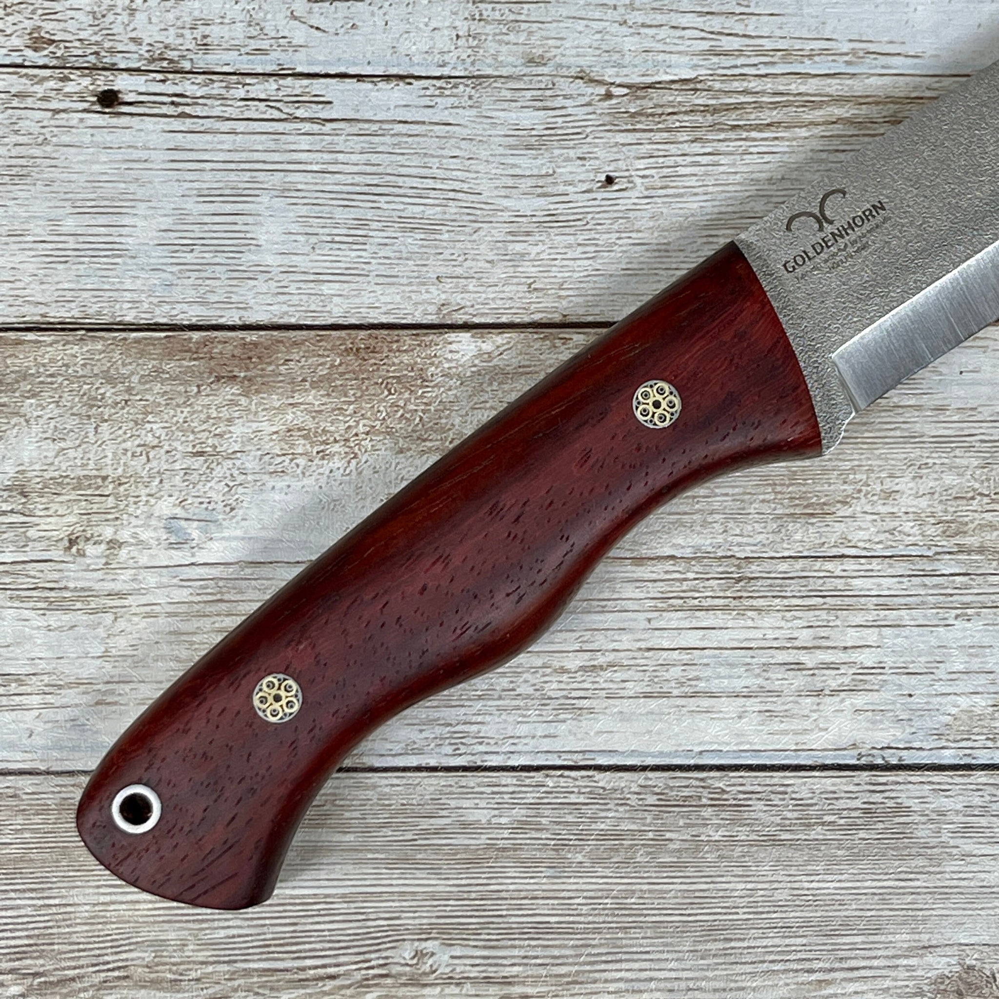 N690 Hunting Knife with Leather 2024 Sheath, Camping Bushcraft Knife, Padauk Wood Handle